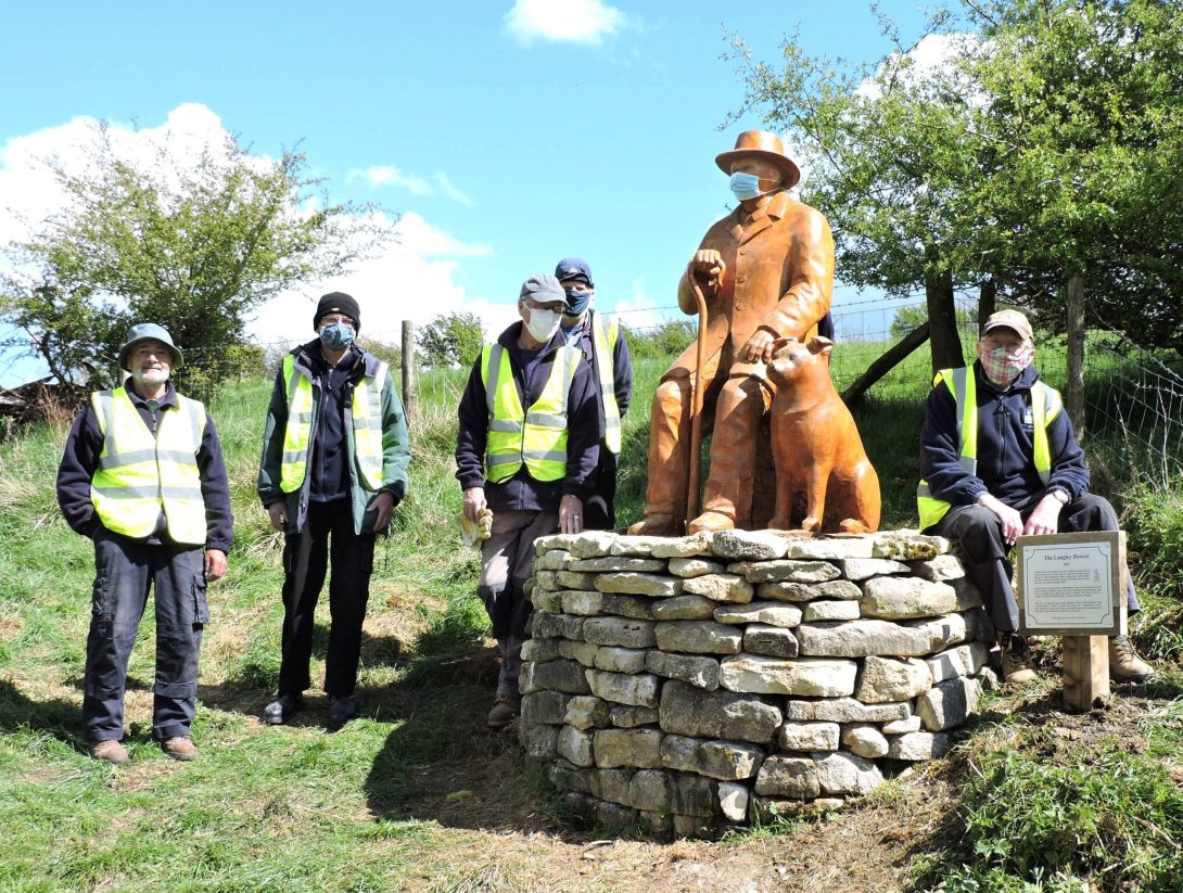 The newly restored Langley Drover monument at Langley Hill, Near Winchcombe