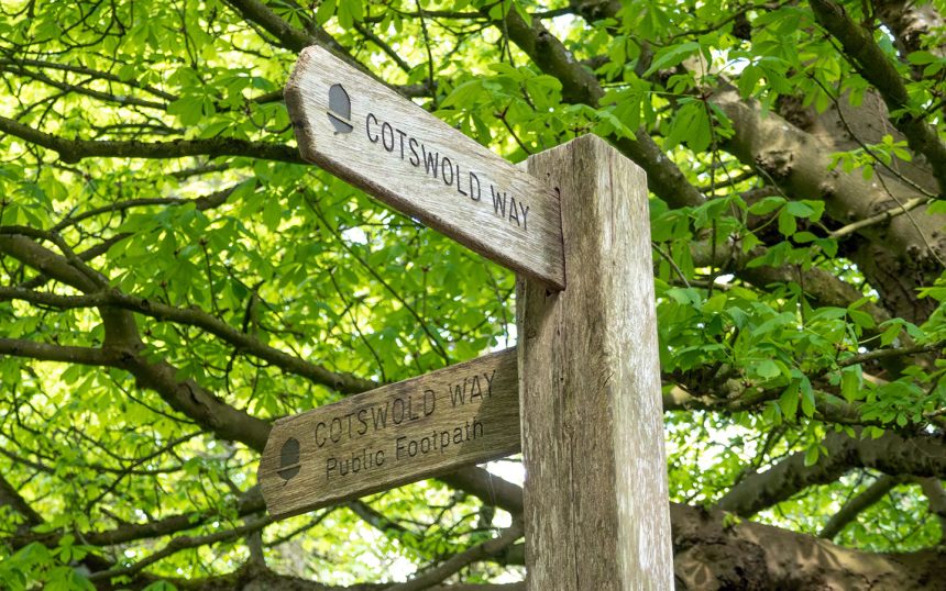 Wooden signposts for the Cotswold Way