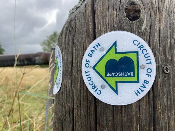 Images shows a Circuit of Bath waymarking disc.